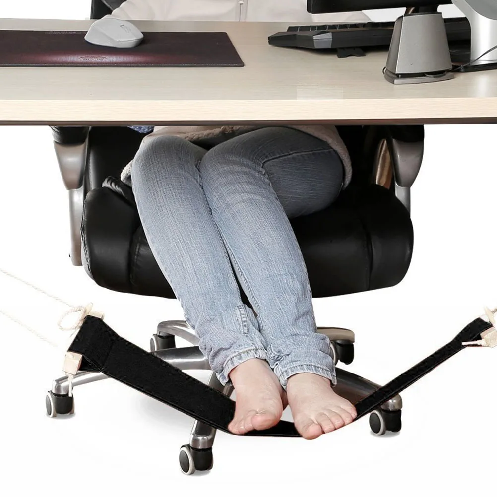 

Foot Hammock Under Desk Footrest Home Office Feet Rest Adjustable Height Premium Wood Iron Polyester Material Prevent Numb