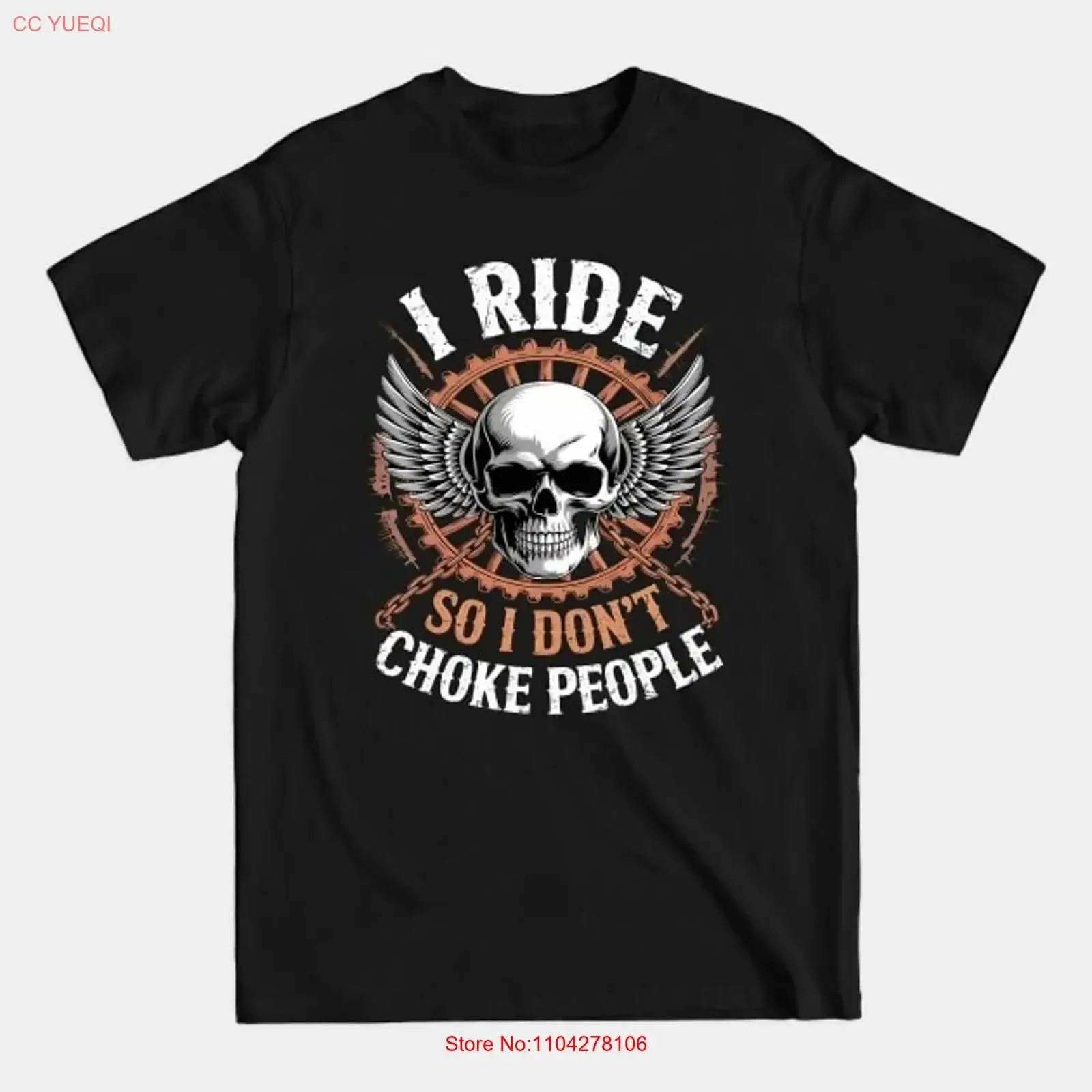 Ride Choke People Biker Wings Skull Motorcycle Papa T Shirt S to 5XL long or short sleeves vintage Washed Breathable homme Soft