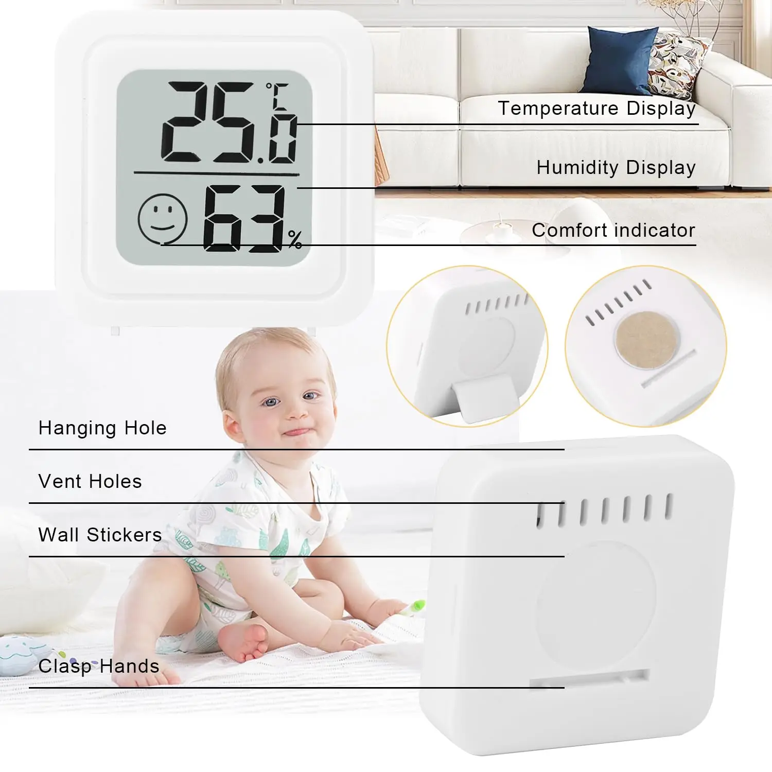 IDEABEL 4-10pcs Digital Thermometer Hygrometer Indoor Mini Temperature LCD Electronic Monitor Hygrometer Outdoor Room Baby