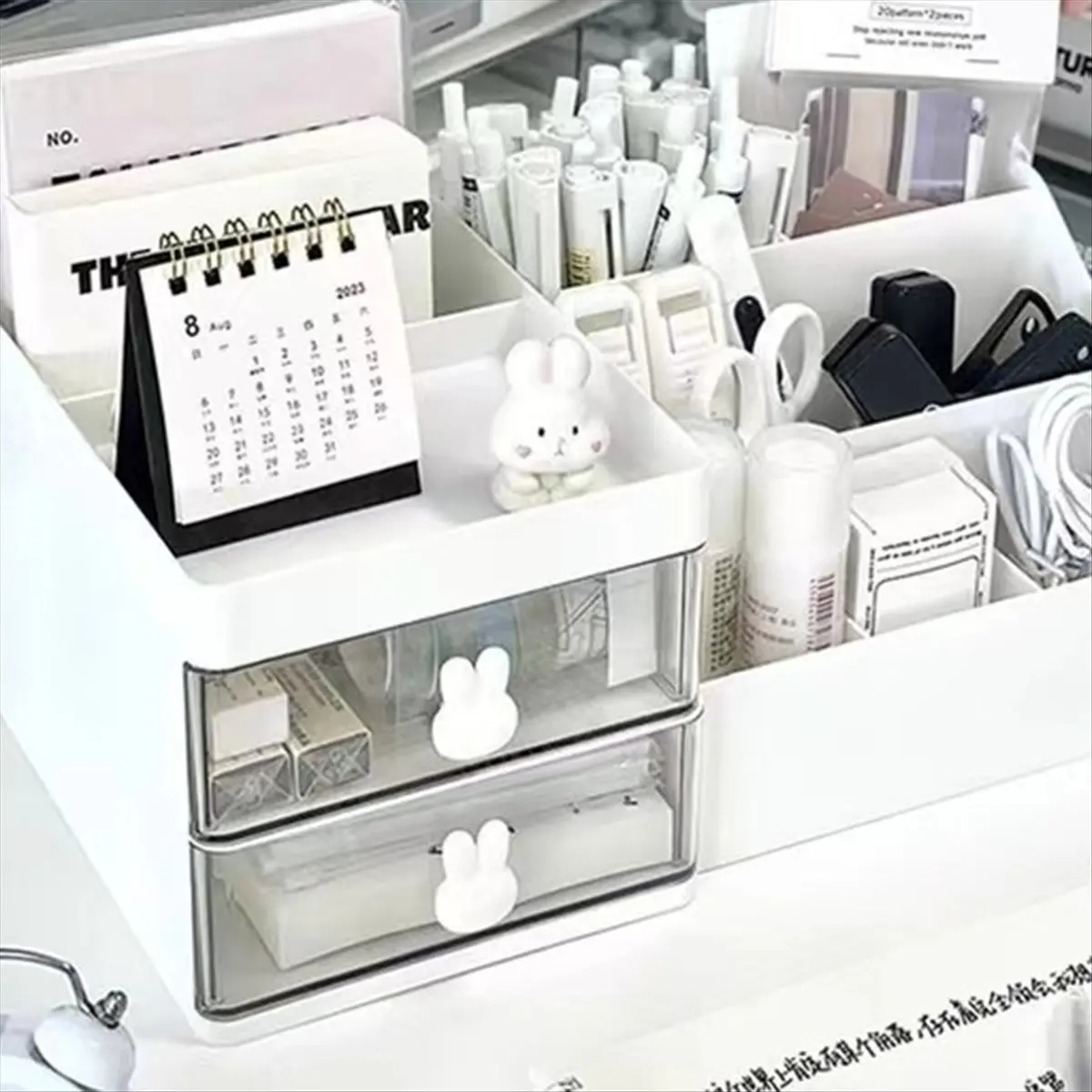 New Arrival Large Capacity Desk Organizer - Desktop Storage Box with Drawer, Pen Holder, and Divided Compartments