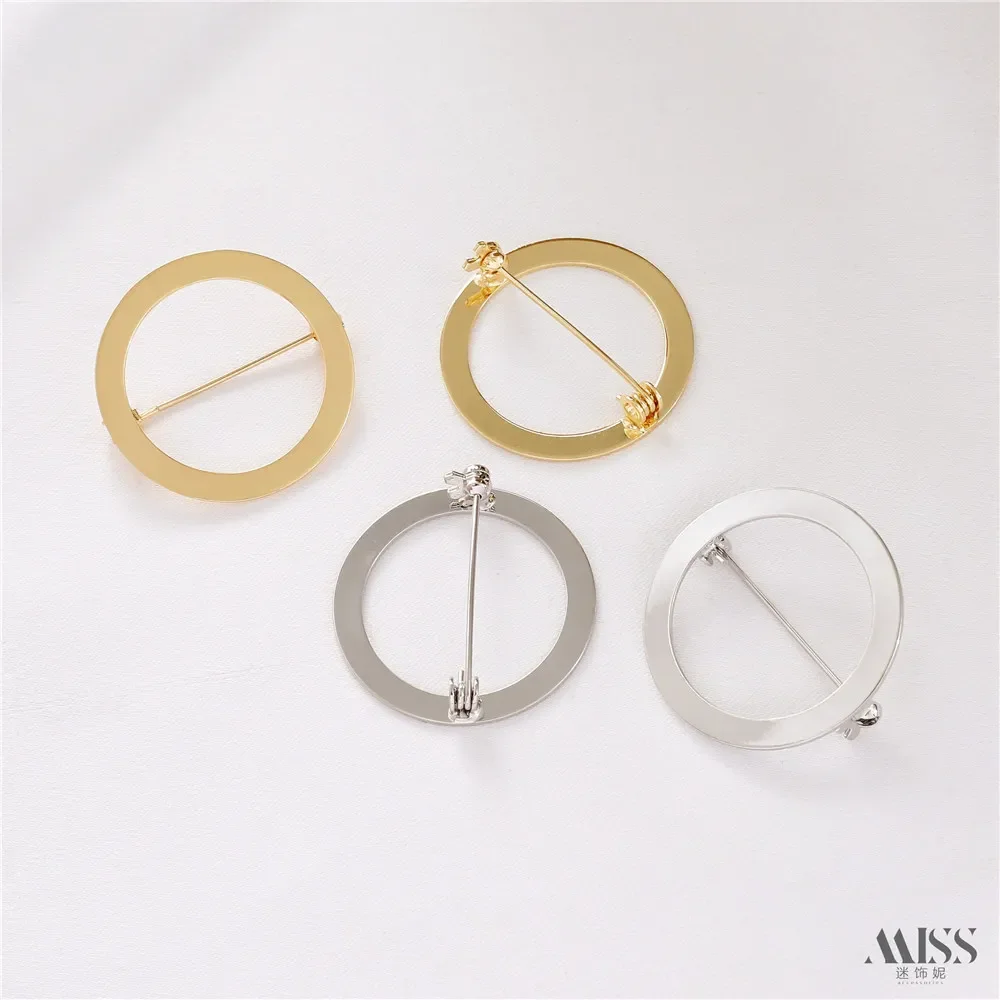 14K Gold Bag Color Retention Ring Brooch Hollow Round Pin Chest Buckle DIY Handmade Corsage Accessories Basic Material