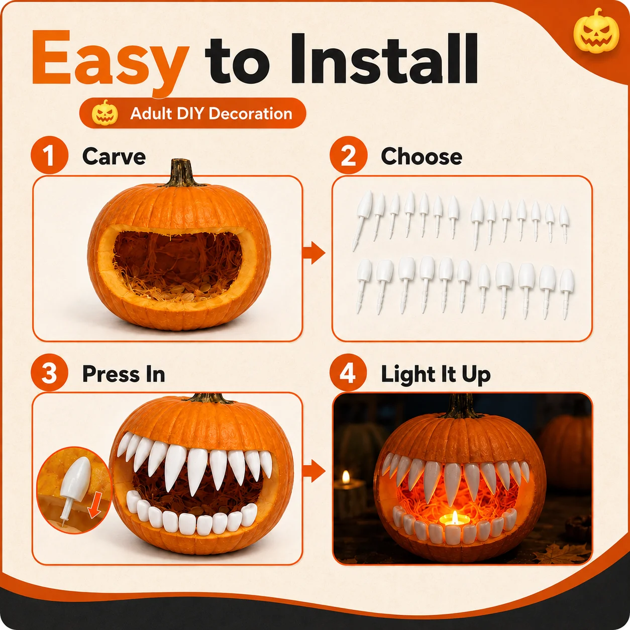 3D Printed Pumpkin Teeth Inser - 3D Printing Dental ulasan dan harga