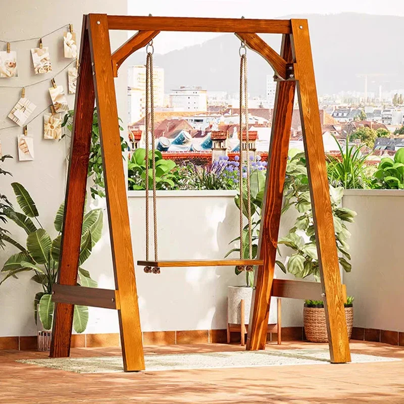 

Retro Hanging Chair Patio Swings Garden Wooden Suspended Hammock Patio Swings Street Rocking Outdoor Furniture Schommel LLOS