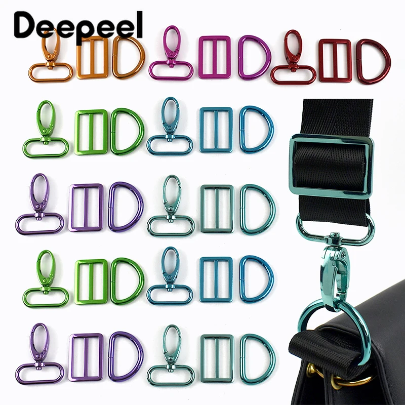 

2/4Sets 20-38mm Metal Buckles D Ring Tri-Glide Slider Clasp Bag Strap Swivel Lobster Buckle Carabiner Clip Snap Hook Accessories