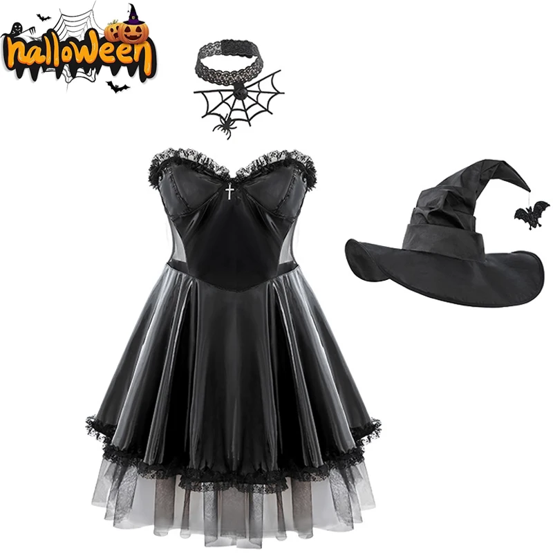 Halloween Kostuums Cosplay Donkere Heks Mouwloze Kerst Kostuums Demon Spel Jurk Vampier Sexy Lingerie Uniform