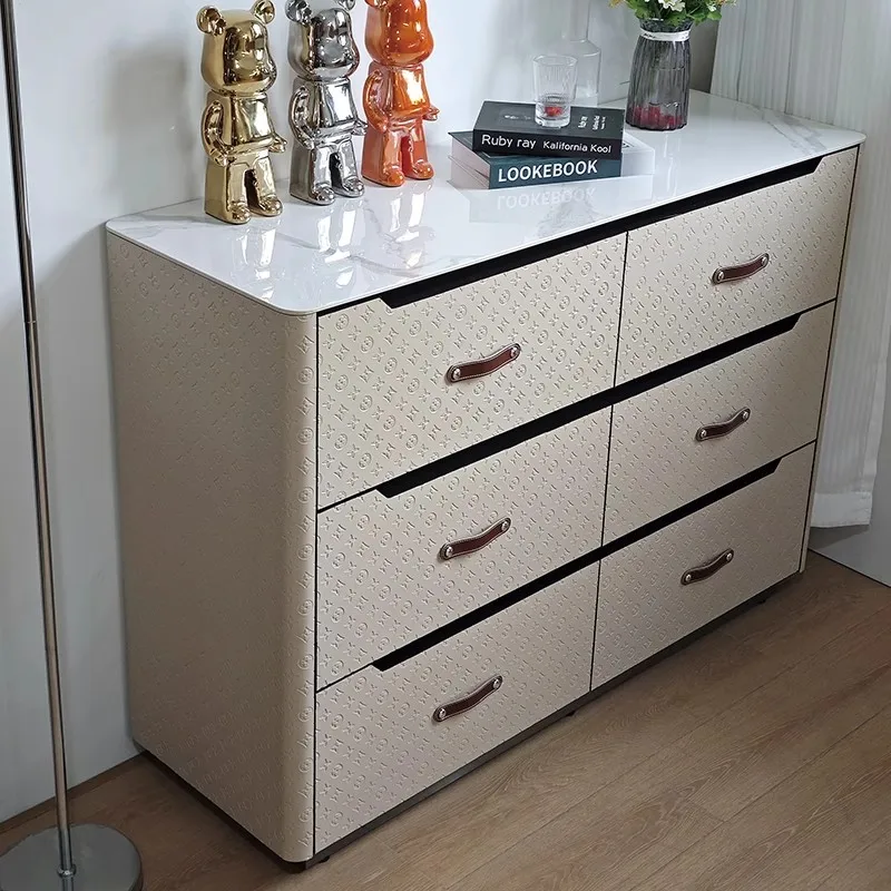 

French saddle leather chest modern simple living room wall bedroom locker medium antique storage cabinet chest of drawers