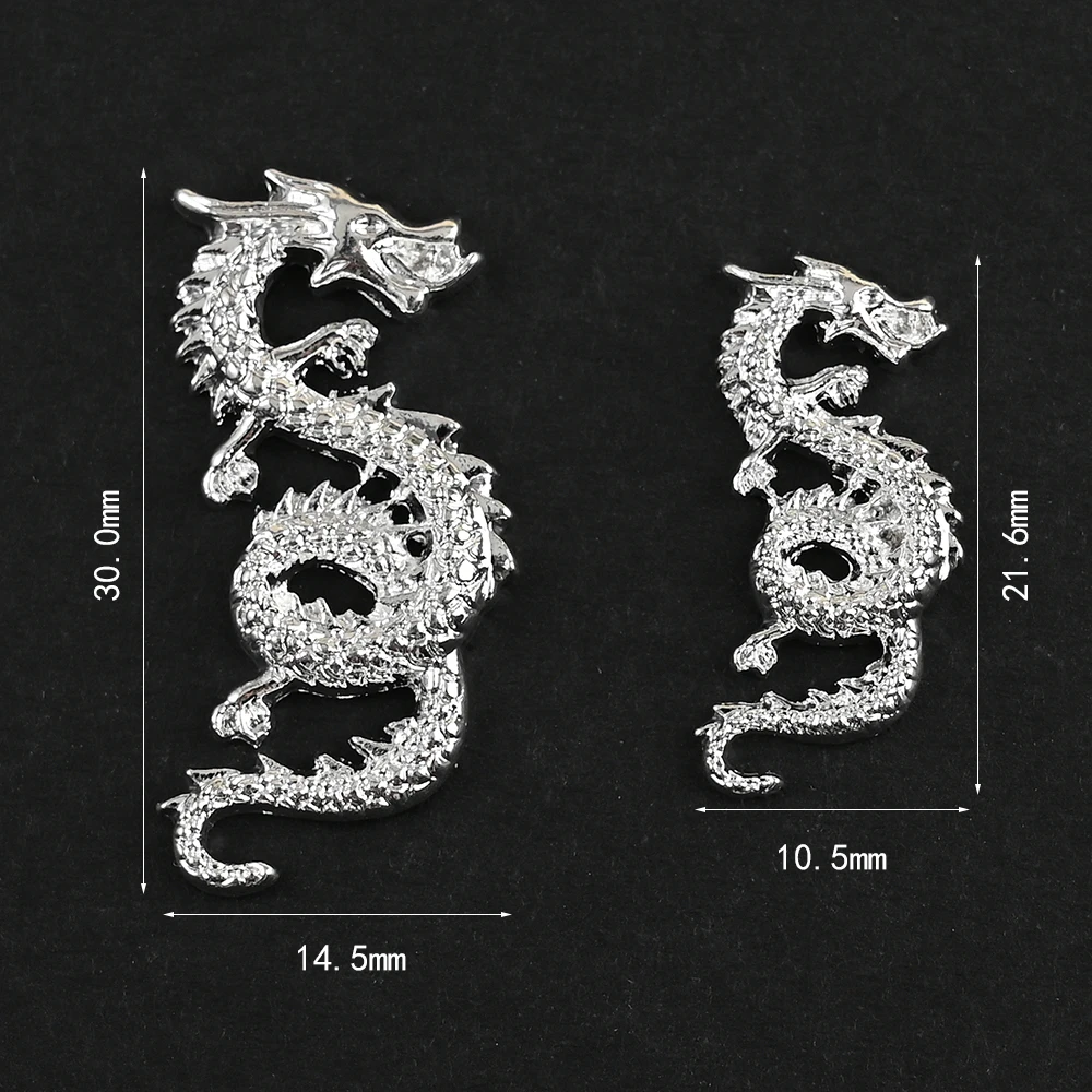 10 個ネイルチャームメタル Aolly 3D ゴールド/シルバースネークドラゴン形ネイルアートラインストーン高級ジュエリーマニキュア DIY パーツ