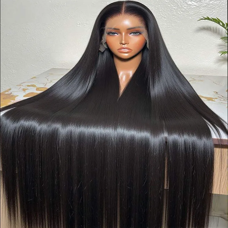 38 40 pulgadas 13x4 13x6 HD pelucas delanteras de encaje recto de hueso transparente pelucas de cabello humano brasileño de densidad 200% prearrancadas para mujeres