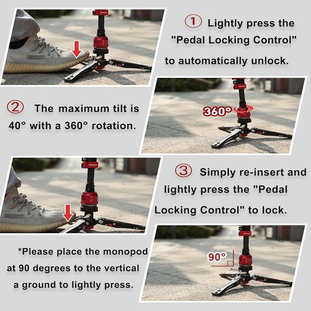 IFOOTAGE Cobra 3 Strike Monopod C180F-P with Komodo K5S Camera Video Head Fluid Head,Pedal Base Tripod CB3 Base-P Low Profile