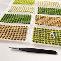 208tufts Static Model Grass Tuft with 1pc Tweezer, Model Grass Tufts Terrain Model Kit, Static Scenery Model Miniature Shrubs Bu