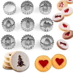 Metal Pastry Cookie Cutter Set Mini Merry Christmas Cookies Sandwich Biscuit Baking  Molds Cake Decoration Tools