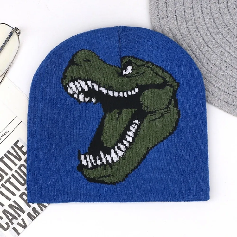 Gifts Knitted Dinosaur Beanie Dinosaur Pattern Warm Knitted Beanie Hat Pullover Stretch Fit Pullover Knit Cap Daily Outfits