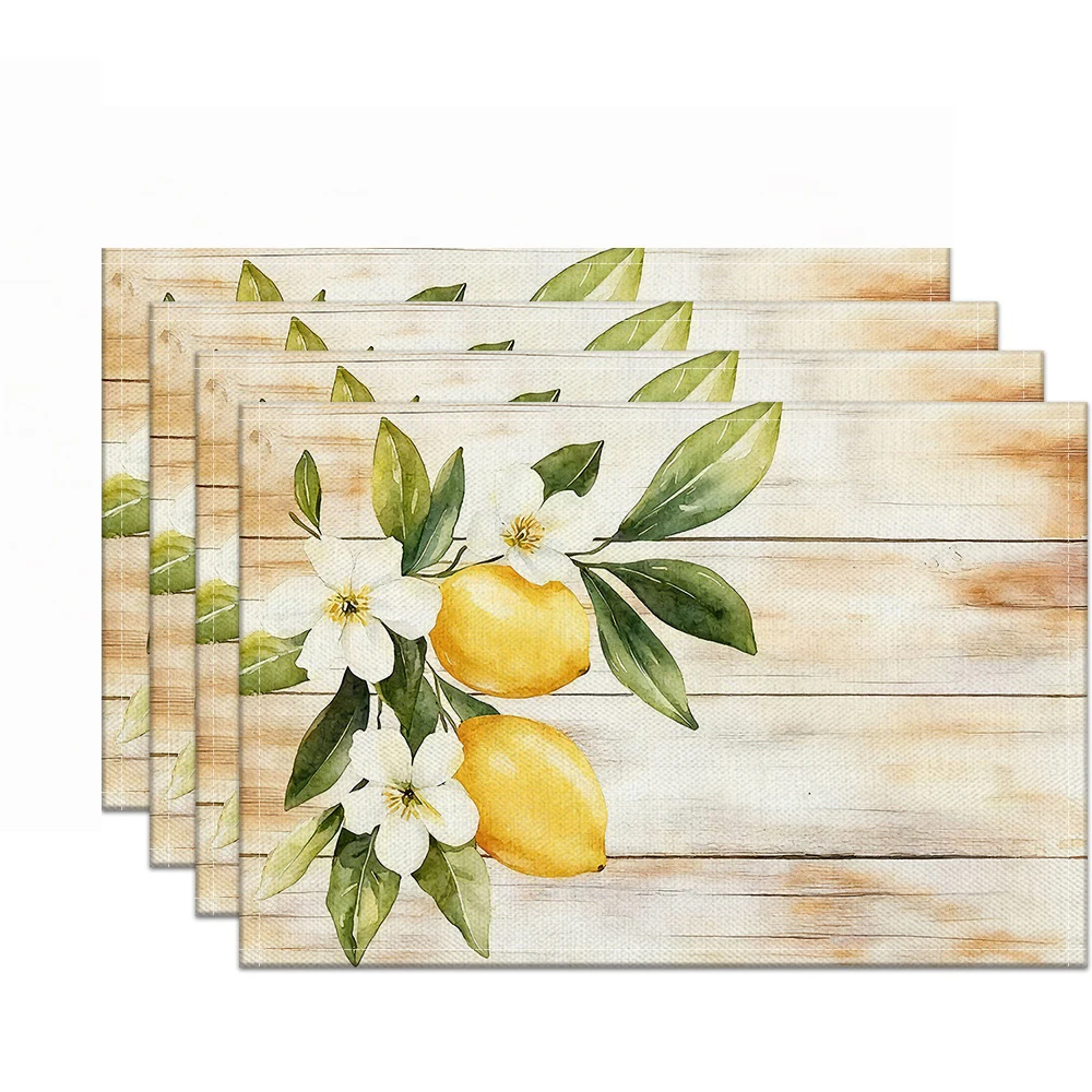 Mint Green Lemon Floral Placemats Fresh Fruit Table Decor Spring Cottage Tray Display Botanical Dining Table Gift