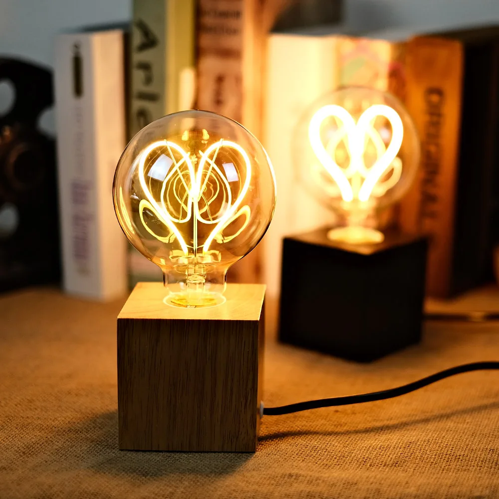 TIANFAN-Ampoule LED Vintage Edison, Grand Globe G95, 4W, Intensité Variable, Filament Coeur, 110V, 220V, E26, Ampoules Décoratives