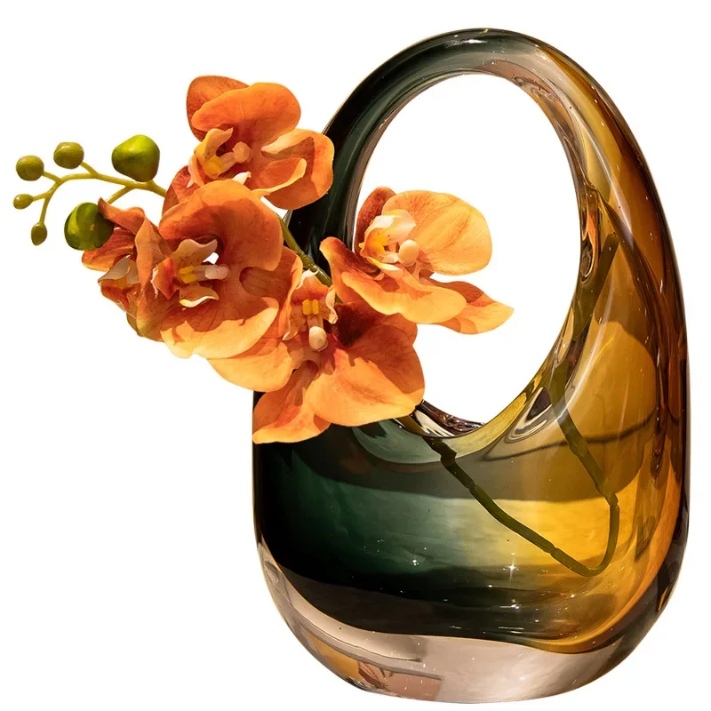 

Light luxury colorful glass handbag, glazed flower arrangement, home decoration ornament