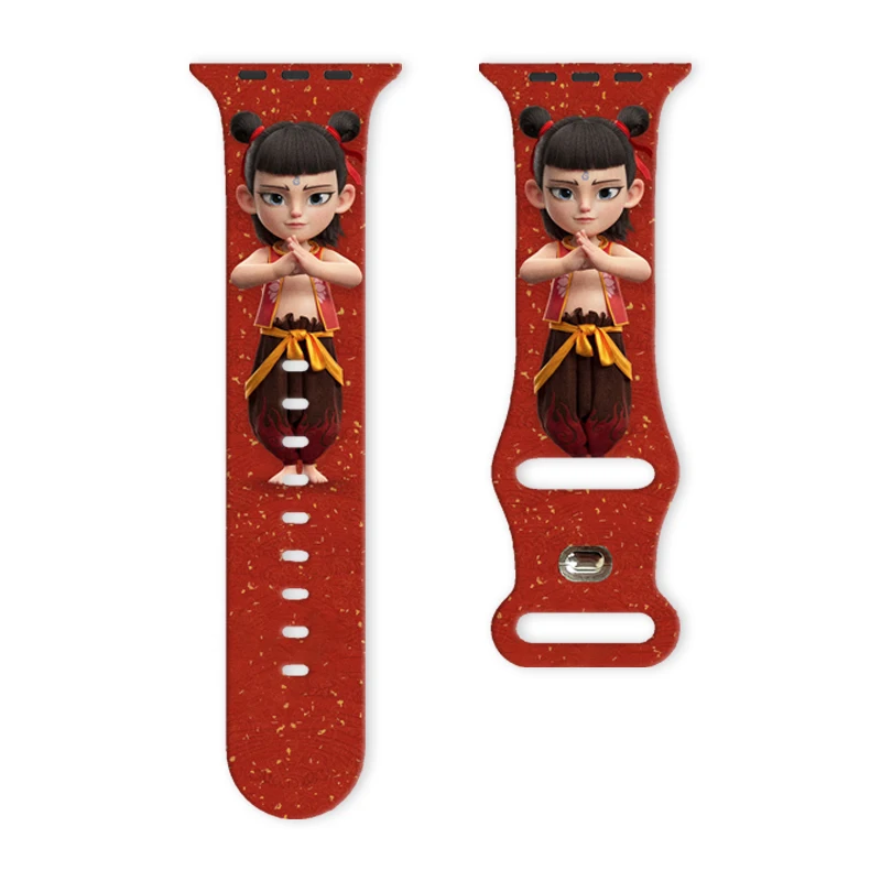 

Invincible Nezha print Watch Strap for Apple Watch 10 9 8 7 Silicone Band Replaceable Bracelet for iWatch 38mm 40mm 41mm 42mm