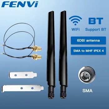 FENVI 2PcsX6Dbi Antenneset AX210 NGFF M.2 WiFi-kaart 2.4/5GHz Dual Band MHF4 verlengkabel naar WiFi-RP-SMA voor AX210/AX200/9260