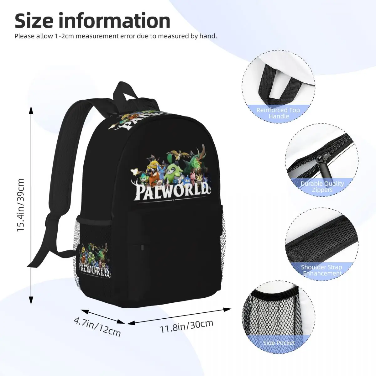 حقيبة ظهر P-Palworld Action Adventure Game رائجة البيع Daypack للأولاد والبنات حقيبة كتب حقائب كتف للرجال والنساء والأطفال حقيبة مدرسية