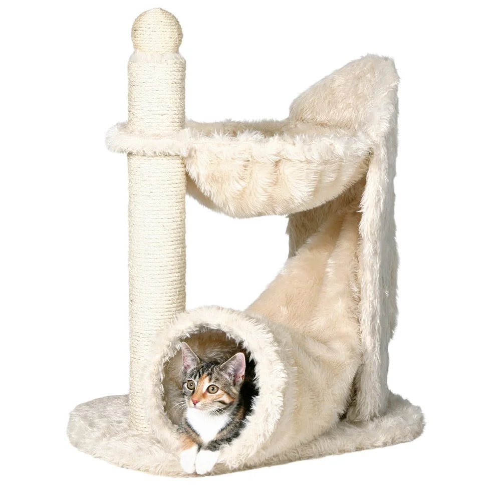 Plush Cat Tree with Scratching Posts Hammock Tunnel Interactive Cat Furniture Climbing Scratching Relaxing Indoor Play