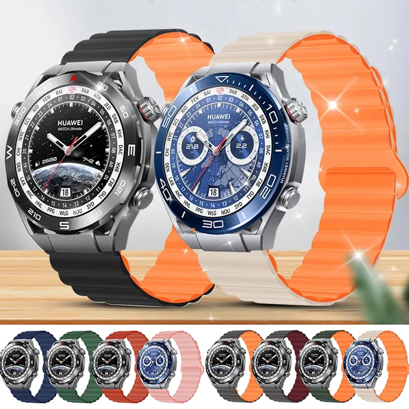Pulseira magnética de silicone para huawei watch ultimate/buds/gt 5 pro 46mm/gt2pro/gt3 se sport band 20 22mm para huawei watch 3 4 4pro