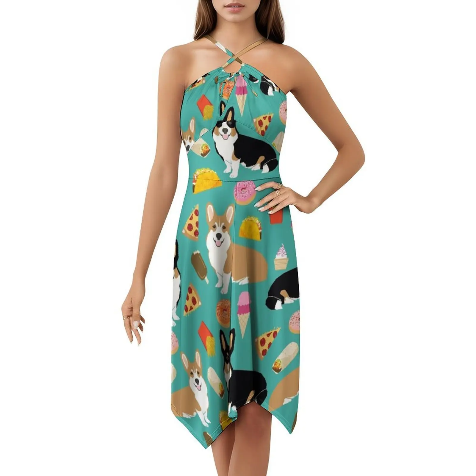 الويلزية فصيل كورجي بيتزا شريحة التاكو الآيس كريم بوريتوس بوهو شيك فستان أنيق موضة الشاطئ حفل زفاف ثوب دونات الغذاء البيتزا