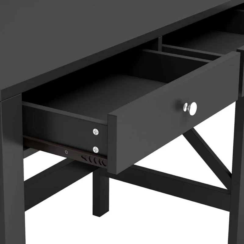 Home Office Desk Writing Computer Table Modern Design Black Desk with Drawers, Makeup Vanity Table