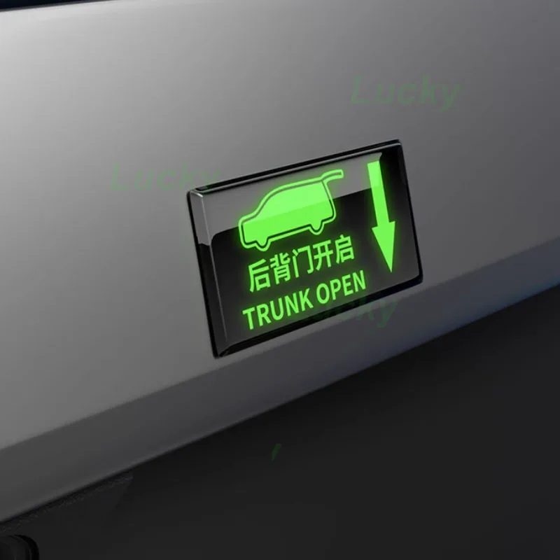 

For Denza D9 2024-2025 Car Rear Trunk Switch Prompt Sticker Cover Tailgate Button Reflect Warning Sticker Interior Accessories