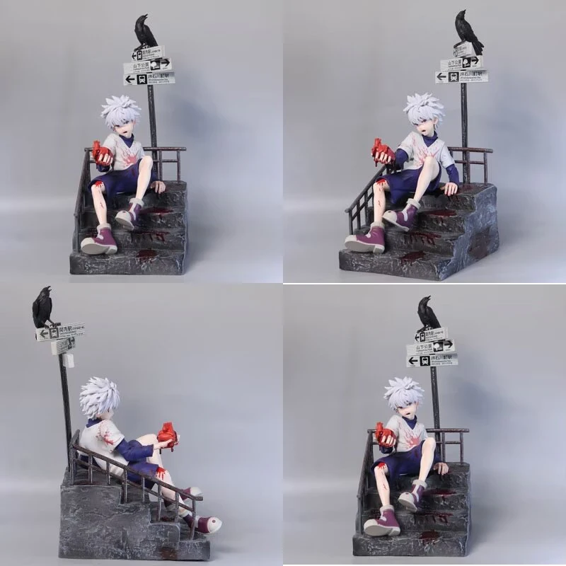 

34cm Killua Zoldyck HUNTER X HUNTER Anime Figure GK Killua Zoldyck Red Stone PVC Action Figure Adult Collection Model Doll Toys