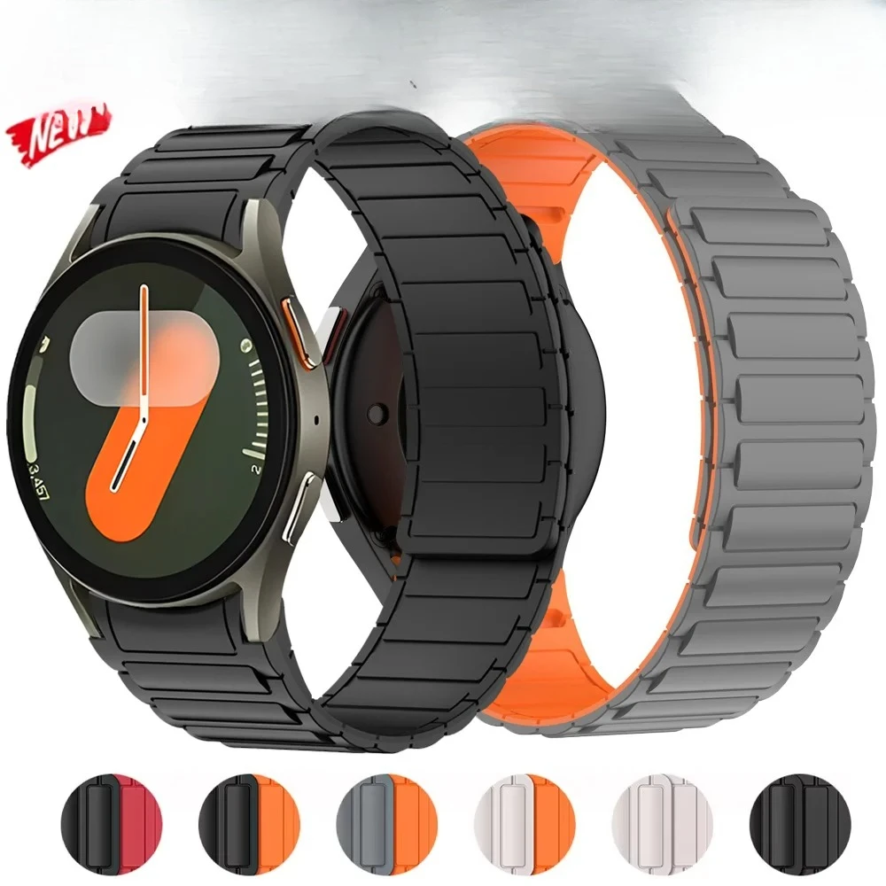 لا فجوة سيليكون حزام لساعة سامسونج جالاكسي 7 FE 6 5 4 40 مللي متر 44 مللي متر 5pro سوار مغناطيسي جالاكسي ساعة 6 4 الكلاسيكية 43/47 مللي متر الفرقة