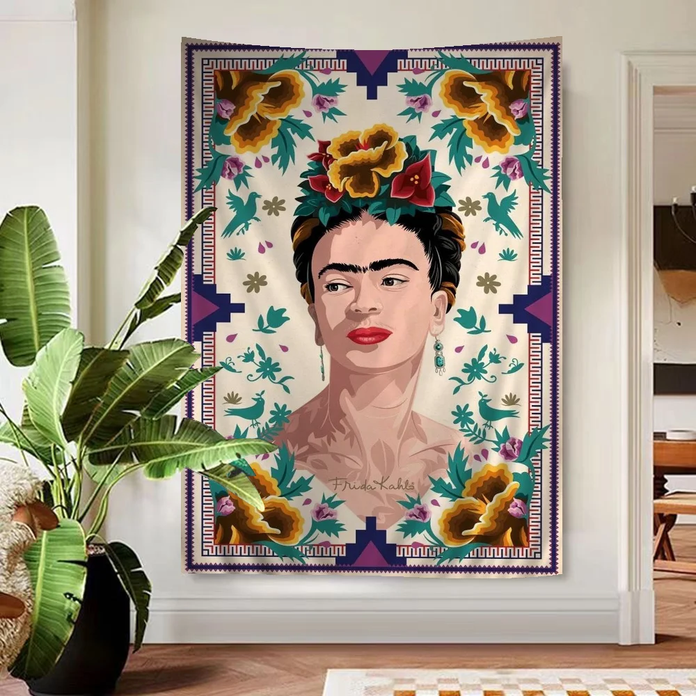 F-Frida K-Kahlo Anime Tapestry Hanging Tarot Hippie Wall Rugs Dorm Home Decor