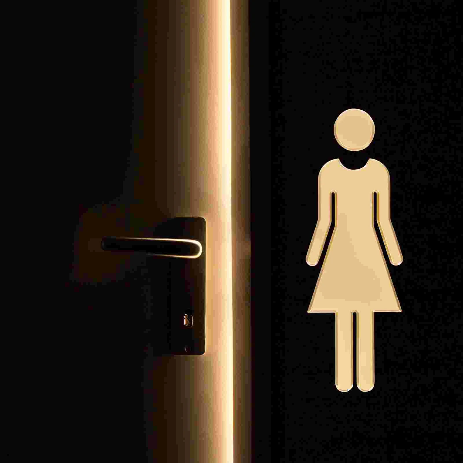 2 Pcs Men's and Women's Bathroom Signs Identification Toilet Emblems Restroom Acrylic The