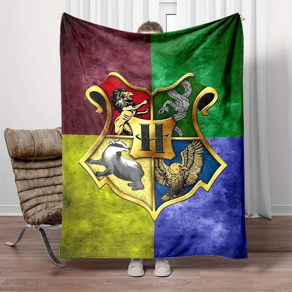 Harry Potter Hogwarts House Crests Pattern Blanket Warm Soft Fluffy Kids Adult Sofa Bed Throw Blanket Suitable Travel Camping