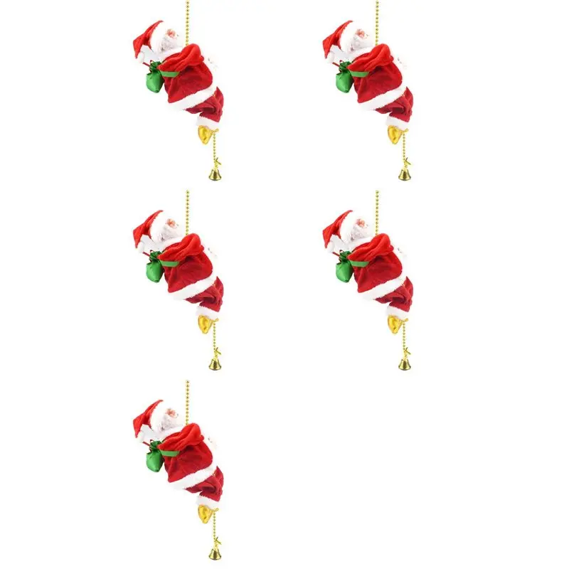 

ABDJ-5X Santa Claus Climbing On Rope Decoration Electric Automatic Plush For Home Wall Windows Hanging Ornament