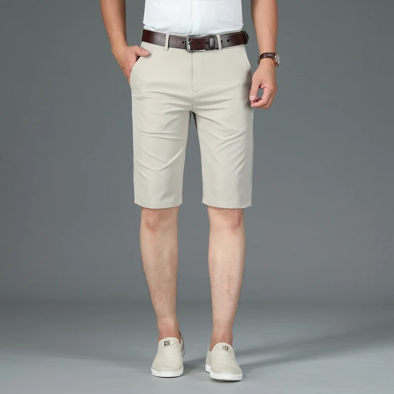 Spring and Summer Men Casual Shorts New Straight Elastic Business Fashion Solid Color Soft Ventilate Men\'s Brand Shorts