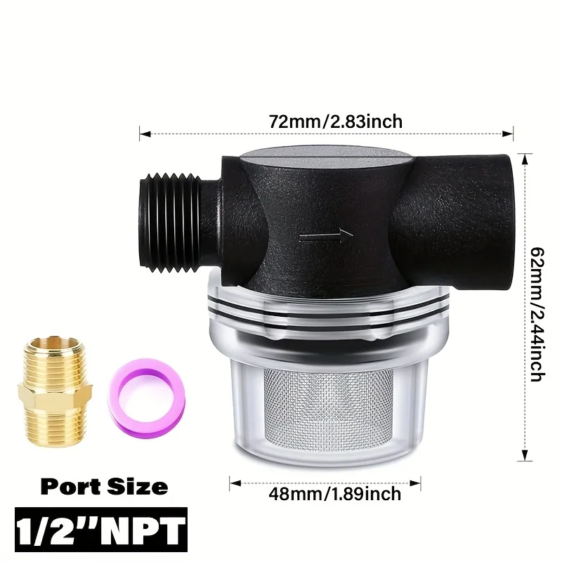 AGASHE 1.27 Cm Rotary Tube Filter, 60 Mesh Stainless Steel Filter, Water Tower Water Pump Filter, RV Replacement, 1/2 Inch RO