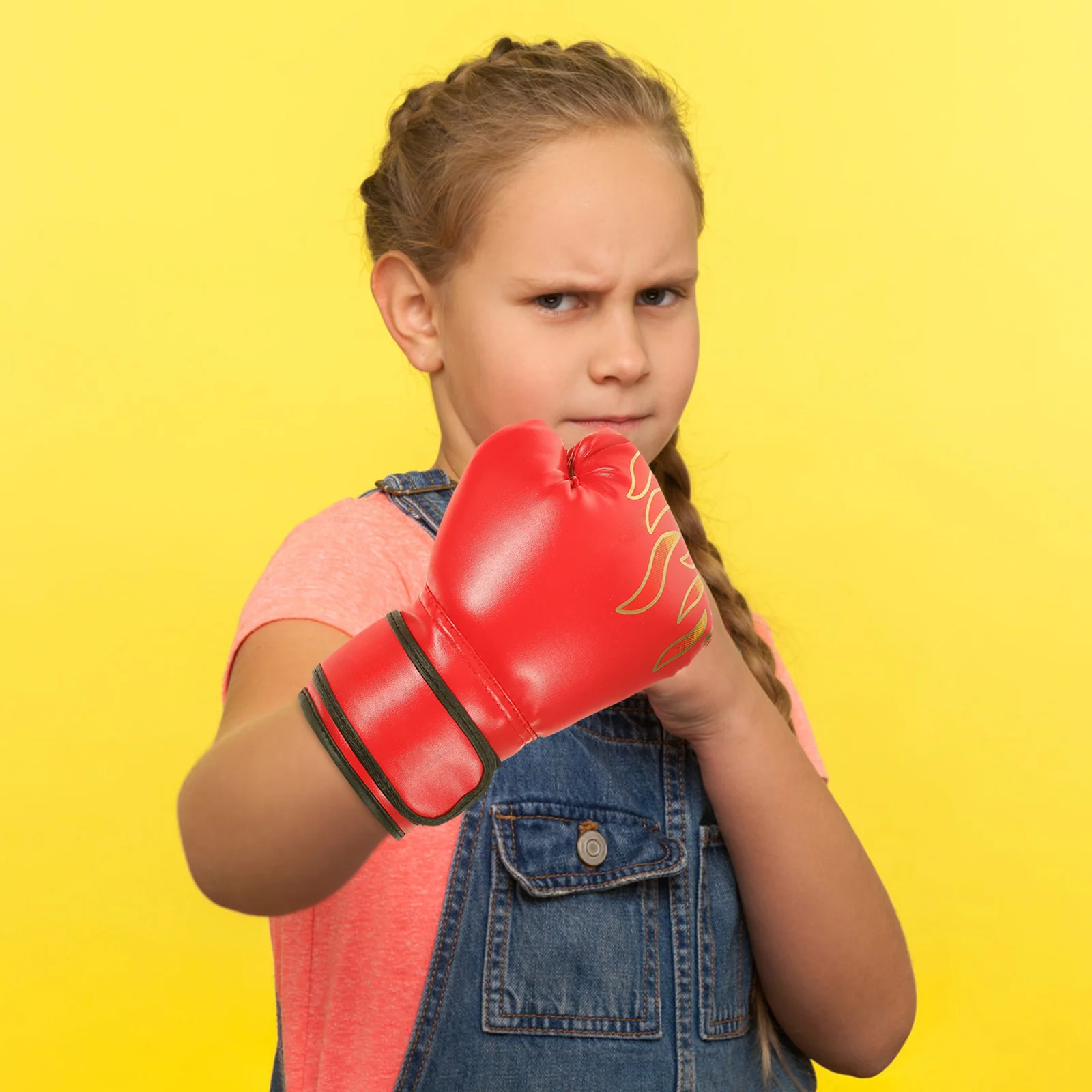 1 par de guantes de entrenamiento de boxeo para niños, guantes de combate de Pu rojos, guantes de lucha ligeros y transpirables para niños, mano de lucha