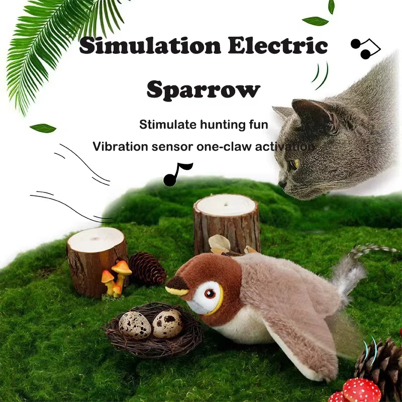 Cat toys simulation bird cat teaser sounding jitterbug bird kitten boredom teasing cat magic pet toys