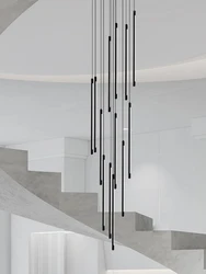 Minimalist Chandelier Slender Staircase Lamp Modern Family Penthouse Apartment Lamps LED Hanging Lamps Home Decorative Lights