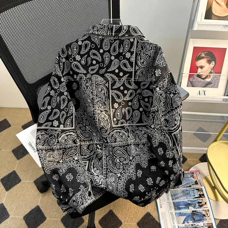 Винтажное свободное мужское джинсовое джинсовое платье с орехами и цветами, весенне-осеннее повседневное универсальное хипстерское пальто Long Sve, верхняя одежда