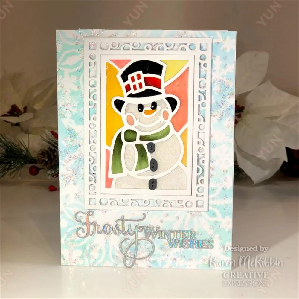 المعادن قطع يموت froبها بنفسك فروستي الشتاء Wishes الحرفية يموت سكرابوكينغ ورقة كرافت اليدوية جعل ألبوم بطاقة #5