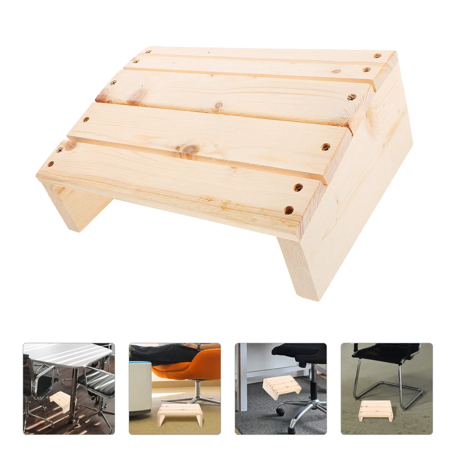 Wooden Foot Rest 30x20x11 6cm Solid Wood Angled Desk Stool for Home Office Comfort Anti Fatigue Leg Support Non Slip