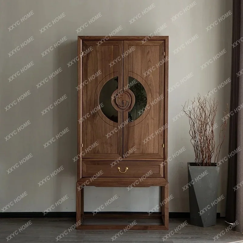 XX LSolid wood wardrobe New Chinese black walnut home bedroom small apartment, simple wardrobe