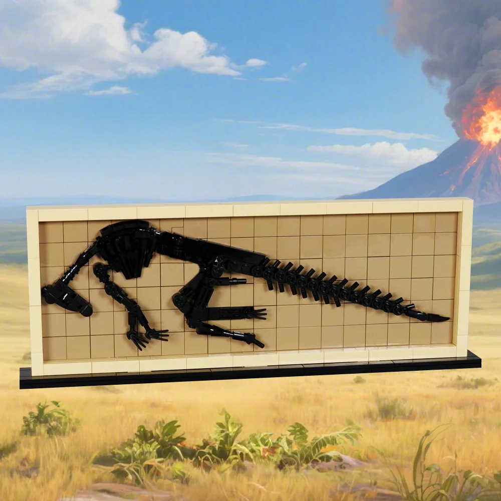 MOC 3D アートハドロサウルス化石ビルディングブロック恐竜化石装飾絵画レンガ diy 組み立ておもちゃ子供のためのギフト