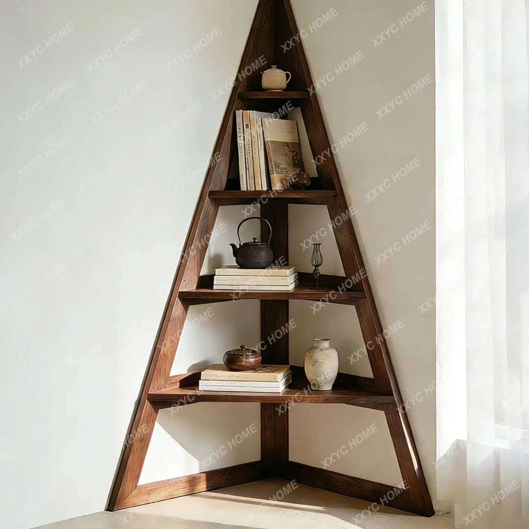 

Bookshelf Minimalist corner rack Living room corner rack Solid wood shelf