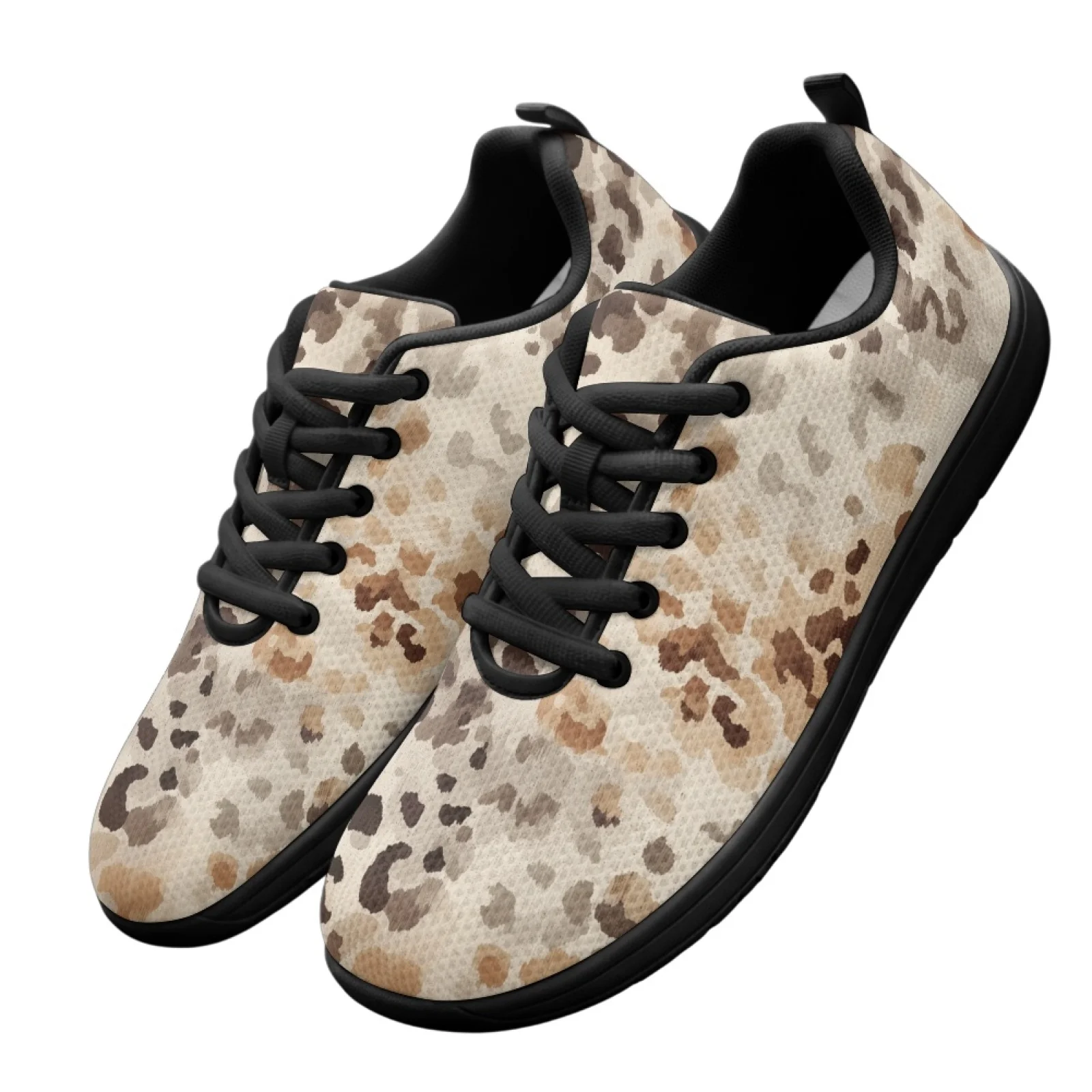 PENSTROLL Beige Leopard Print Comfortable Running Shoes for Hiking Mesh & EVA Walking Shoes Athletic Shoes