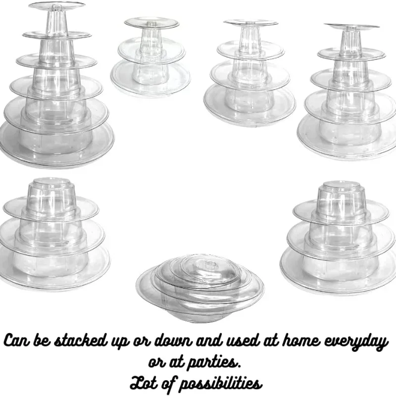 4/6/10-Tiers Macaron Display Stand Cupcake Tower Rack Cake Stands PVC Tray For Wedding Birthday Cake Decorating Tools Bakeware