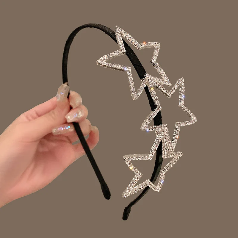 Exquisite Inlaid Rhinestone  Star Hairbands for Women Simple Light Luxury Hair Hoops Versatile Girl Wedding Hair Accessories