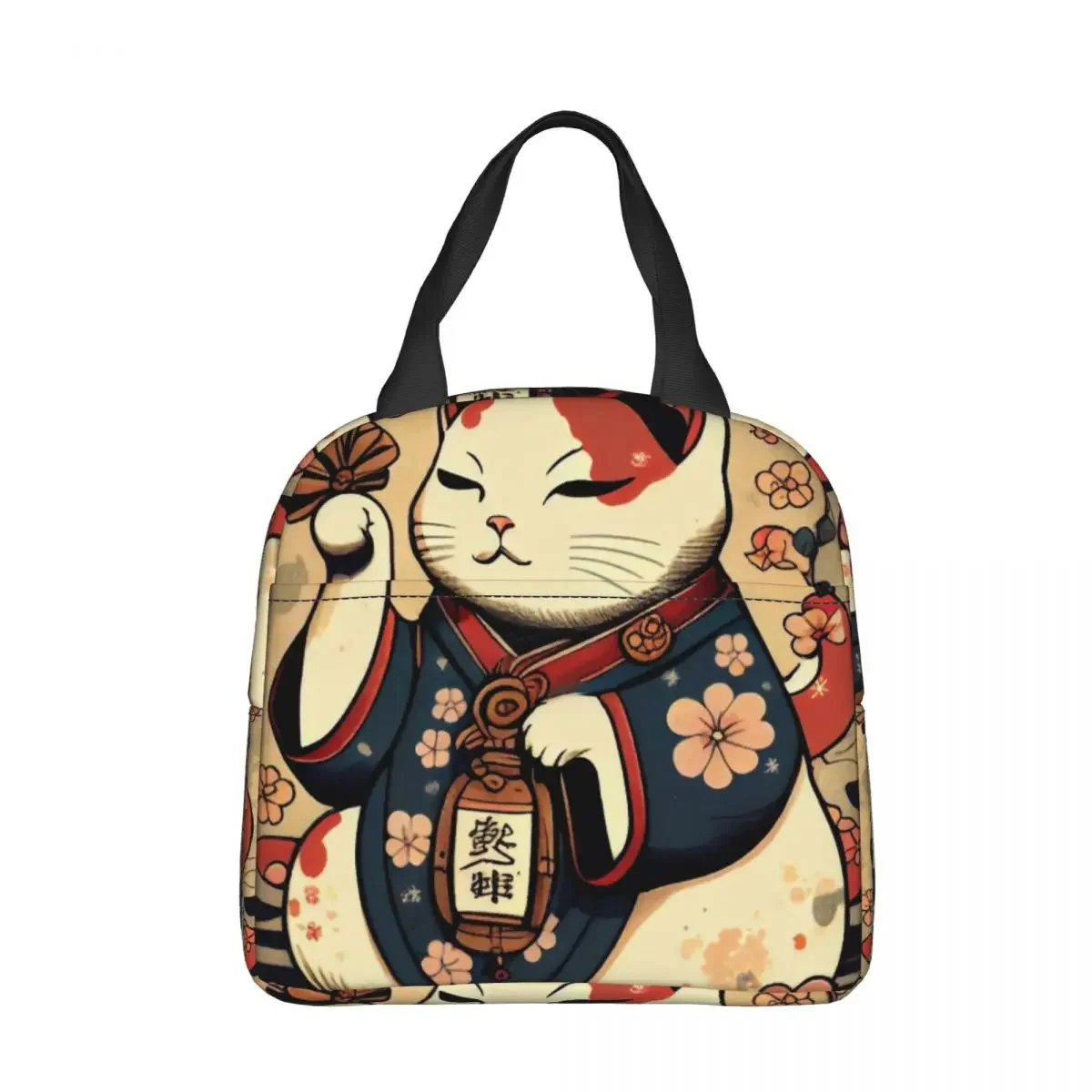 Lucky Cat Insulated Lunch Bags Thermal Bag Meal Container Fortune and Prosperity Large Tote Lunch Box Men Women Office Picnic