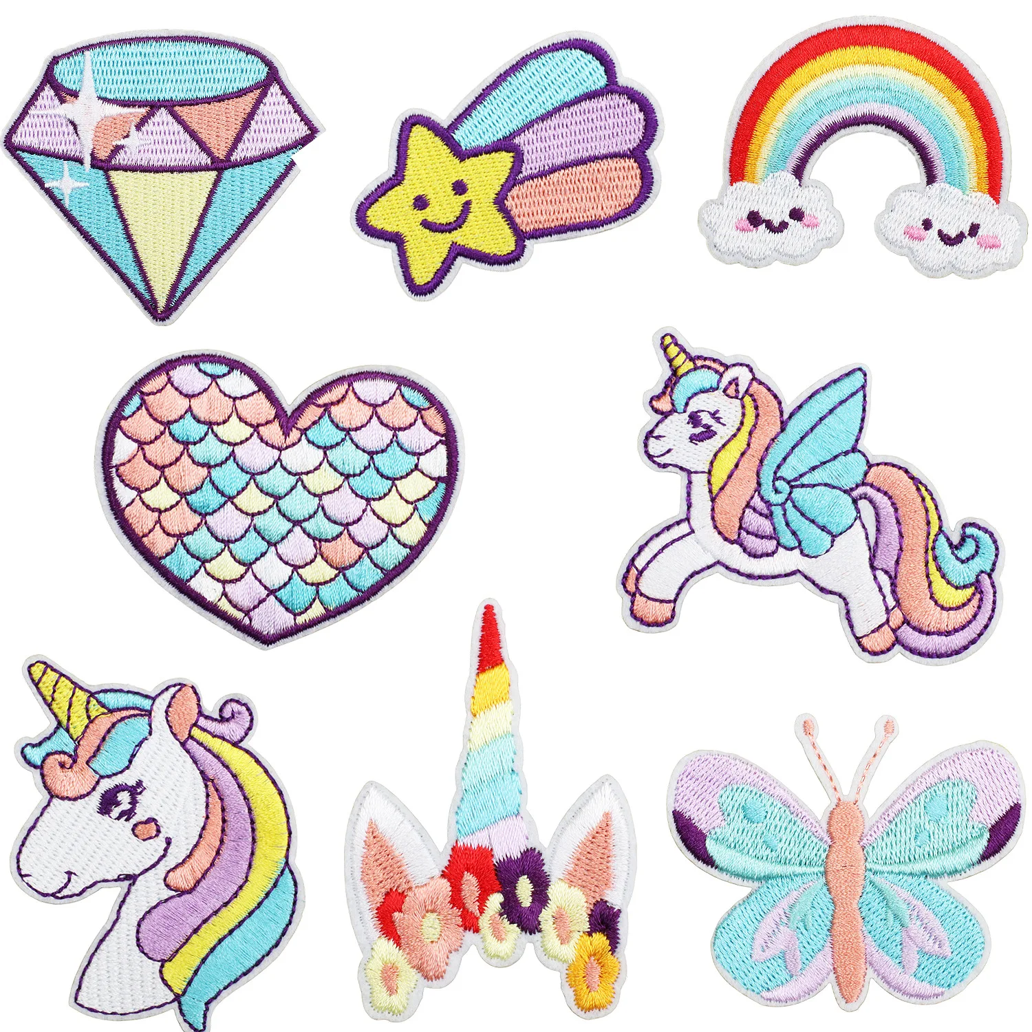 Dreamy Unicorn Embroidery Cloth Patch Butterfly Patch Bag Decoration DIY Embroidery Meteor Shower Clothing Cloth Patch