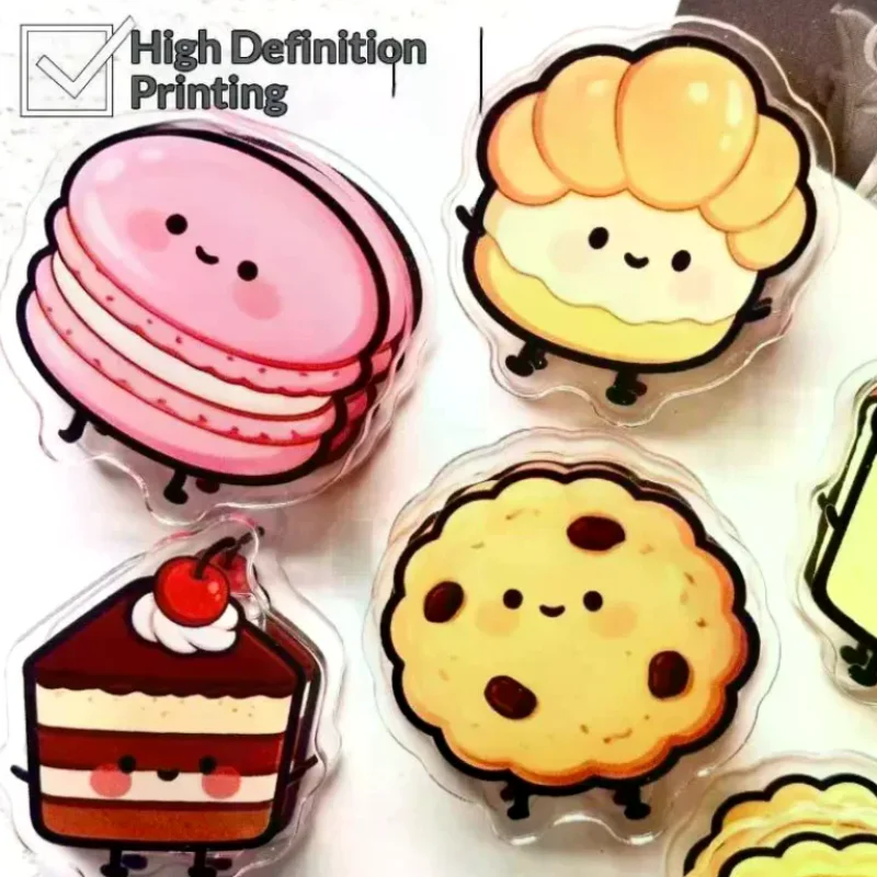 6Pcs/Set Kawaii Cartoon Dessert Acrylic Double-sided Paper Clips Cute Food Pattern Journal Decor Clips Office Stationery
